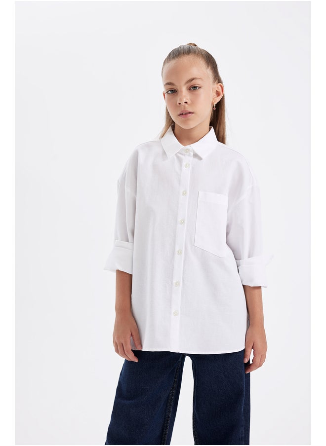 DeFacto - Girl Woven Oversize Fit Long Sleeve Shirt - Image 1