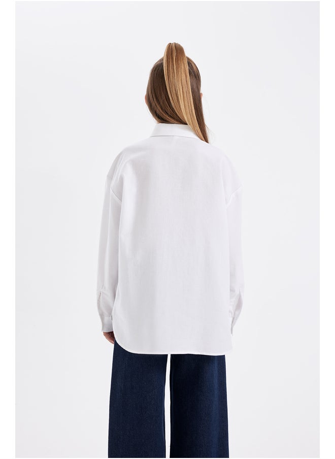 DeFacto - Girl Woven Oversize Fit Long Sleeve Shirt - Image 1