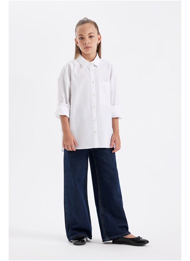 DeFacto - Girl Woven Oversize Fit Long Sleeve Shirt - Image 1