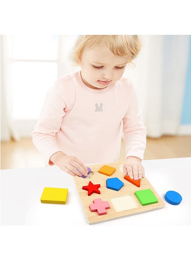 Wooden SortingToys, Shape Color Recognition Geometric Blocks Matching Puzzle with Lacing String, Educational Preschool Learning Board Game Gift for Babies ﻿  - Image 3