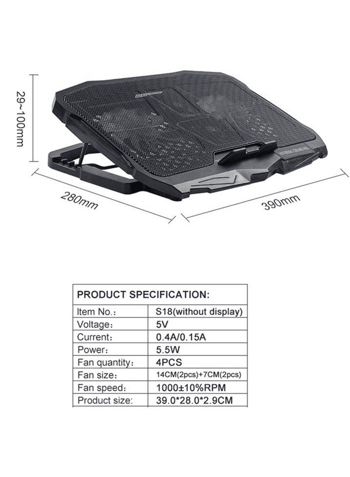 Loquat Laptop Cooling Stand Pad with 4 Fan Quiet Working Laptop Cooler Stand Height Adjustable, Notebook Cooler pad - Image 4