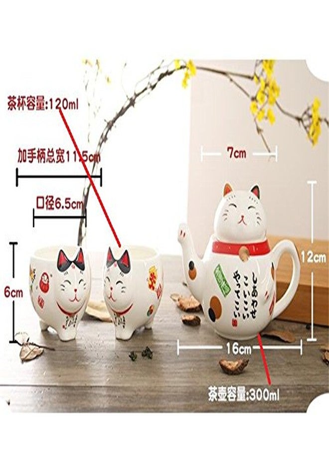 EatingBiting Charming Traditional Culture Japanese Design Maneki Neko Lucky Cat Ceramic teapot 1 Tea Pot and 2 Cups Set Package Gift Box Excellent Home Decor Asian Living Gift Chefs coffee mike tea - Image 5