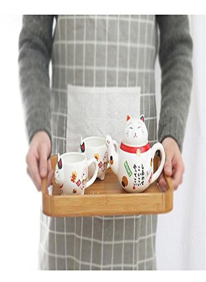 EatingBiting Charming Traditional Culture Japanese Design Maneki Neko Lucky Cat Ceramic teapot 1 Tea Pot and 2 Cups Set Package Gift Box Excellent Home Decor Asian Living Gift Chefs coffee mike tea - Image 3
