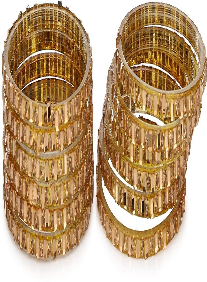 1st Time Combo Of Party & Wedding Colorful Bangle/Kada Set, Glass, Gold And Red, Pack Of 24 -AJV1 - Image 5