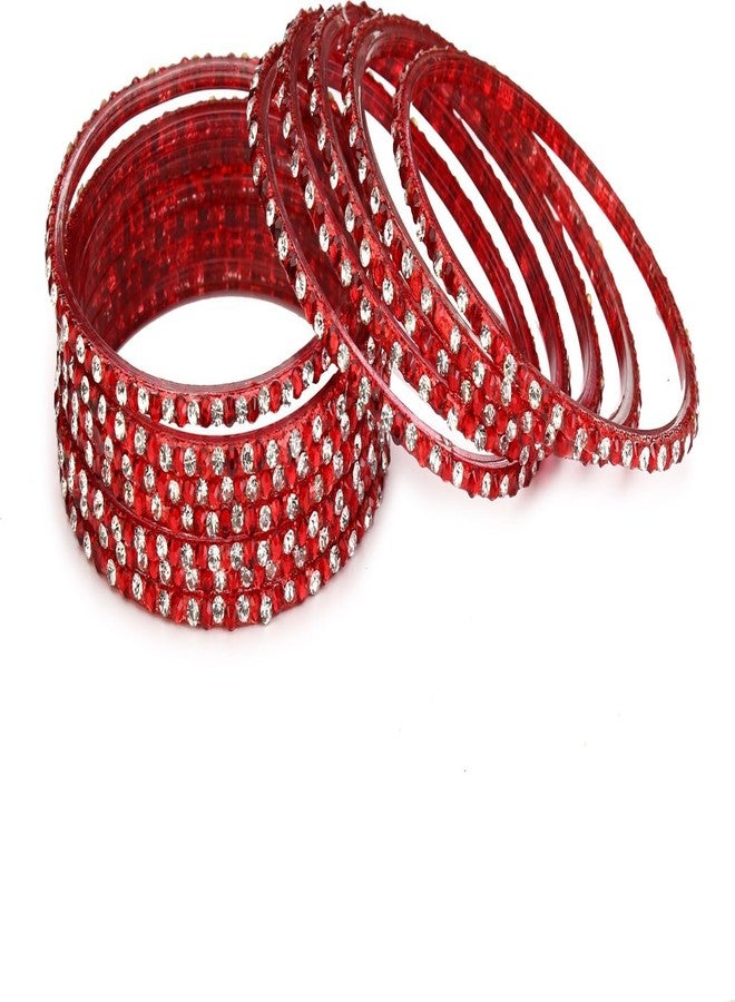 1st Time Combo Of Party & Wedding Colorful Bangle/Kada Set, Glass, Gold And Red, Pack Of 24 -AJV1 - Image 4