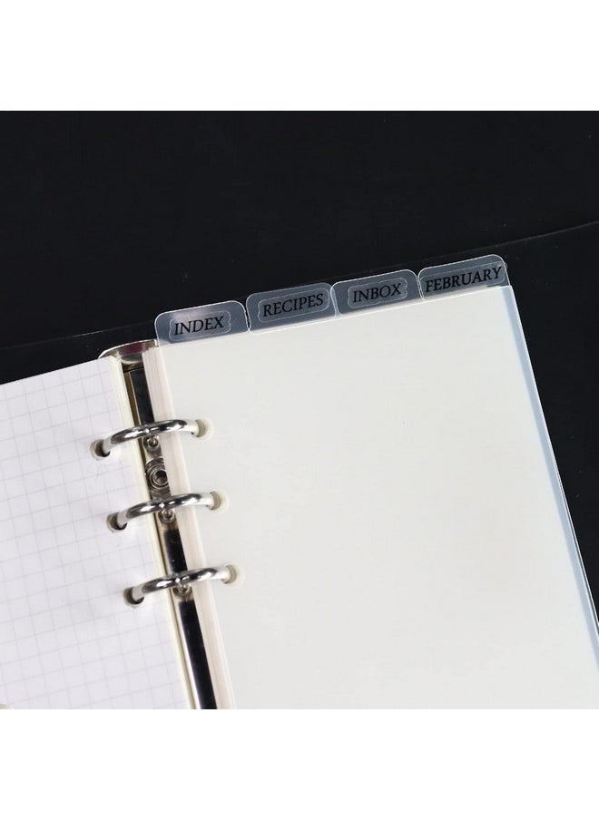 MultiBey - 4Tab A6 Transparent Binder Tabs Divider Index Top Vertical Tabs 6 Rings Clear Pvc Index Tab Divider Page Sheets For 6 Holes Binder Planner Journal Notebook (Divider Set) - Image 1