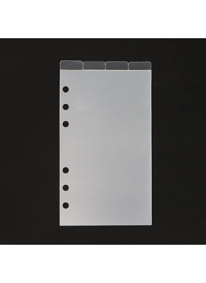 MultiBey - 4Tab A6 Transparent Binder Tabs Divider Index Top Vertical Tabs 6 Rings Clear Pvc Index Tab Divider Page Sheets For 6 Holes Binder Planner Journal Notebook (Divider Set) - Image 1