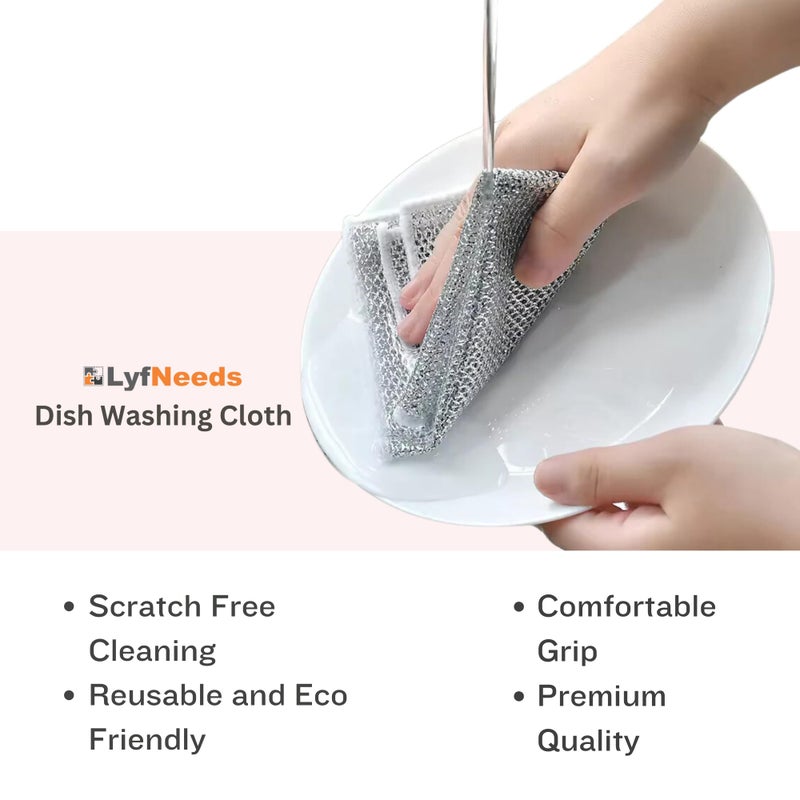 Lyfneeds Non Scratch Wire Dishwashing Rag - 8 Pcs  Reusable Multipurpose Wire Dishcloth For Wet & Dry Cleaning  Ideal For Kitchen  Sinks  Pots & Pans - Image 2