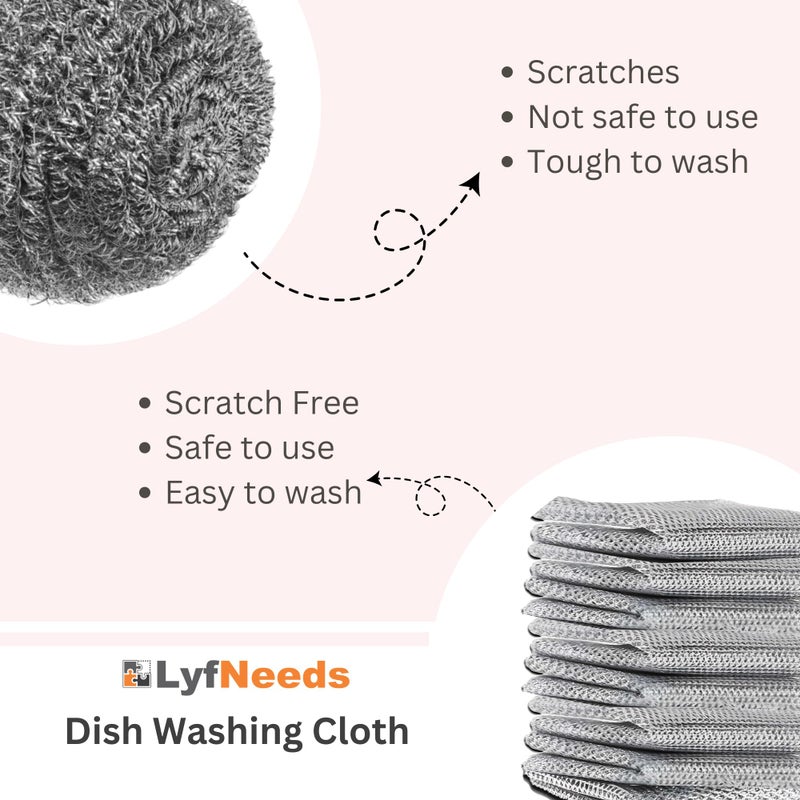 Lyfneeds Non Scratch Wire Dishwashing Rag - 8 Pcs  Reusable Multipurpose Wire Dishcloth For Wet & Dry Cleaning  Ideal For Kitchen  Sinks  Pots & Pans - Image 4