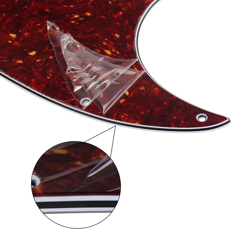 FLEOR 10 Hole J Bass Pickguard Scratch Plate Pick Guards for 4 Strings American/Mexican Standard J Bass Part, 4Ply Red Tortoise Shell - Image 5