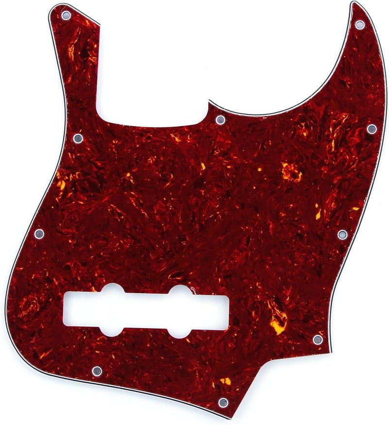 FLEOR 10 Hole J Bass Pickguard Scratch Plate Pick Guards for 4 Strings American/Mexican Standard J Bass Part, 4Ply Red Tortoise Shell - Image 3