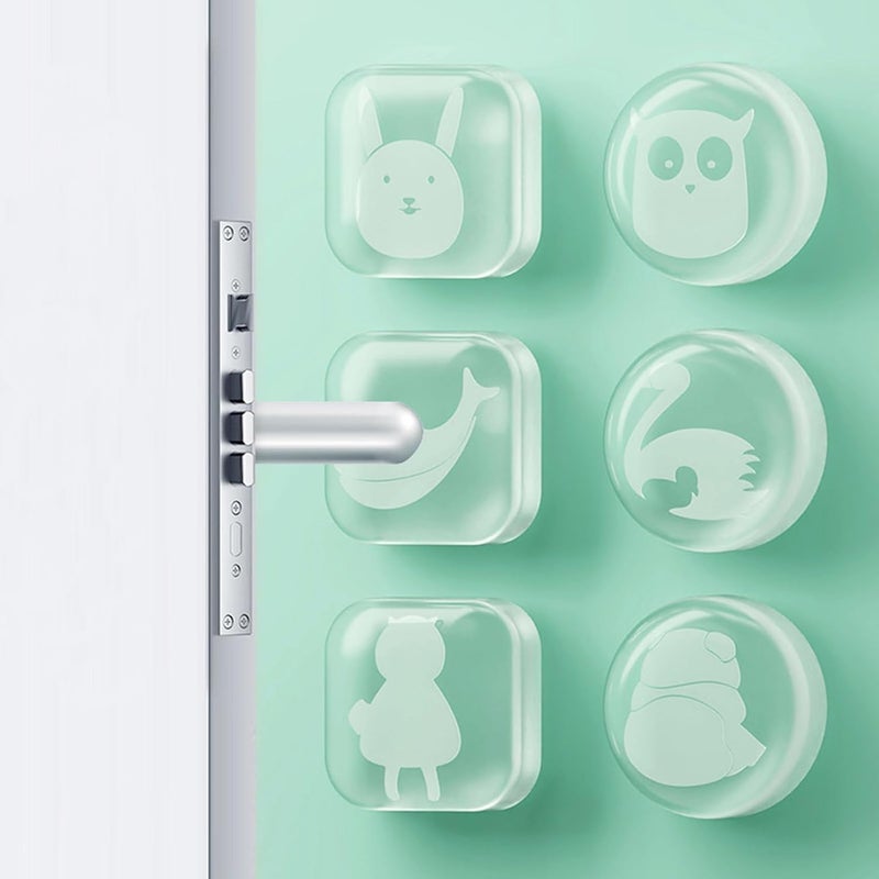 P Plus Fire Self Adhesive Animal Print Crash Pads Door Stoppers for Protection of Walls and Furniture Refrigerator Door Wall Corner Bedside Collision Prevention 12 Pc Random Design Clear - Image 1