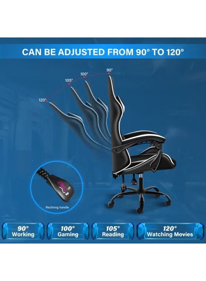 AGD Office and Gaming Chair with Armrests and Footrest, Swivel Chair with High Reclining Back, Headrest, Backrest, and Lumbar Support Black/gold - Image 5