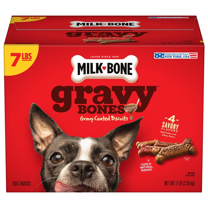 Milk-Bone Gravy Bones Dog Treats with 4 Savory Meat Flavors Coated in Gravy, 7 Pound - Image 1