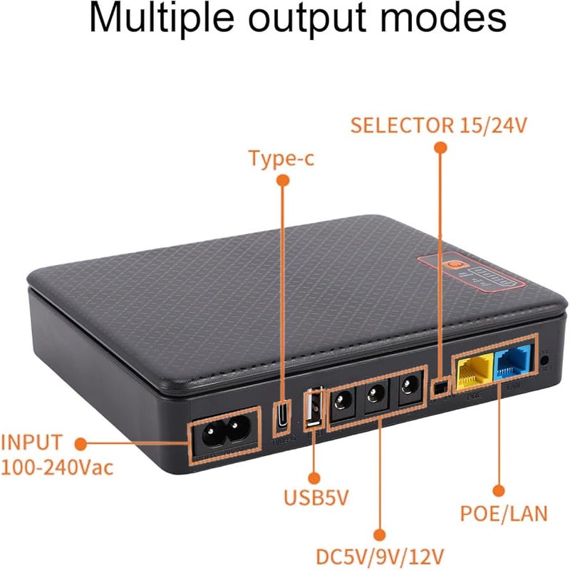 Mini UPS Battery Backup 12000mAh Uninterrupted Power Supply For Router Modem Security Camera US Plug - Image 4