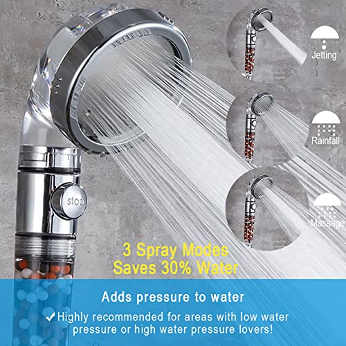 Vacto High Pressure Handheld Shower Head with Filter, Shower Head Kits with Hose and Bracket, Hard Water Softener Water Purifying Filtered Showerheads with Filter Beads - Image 3