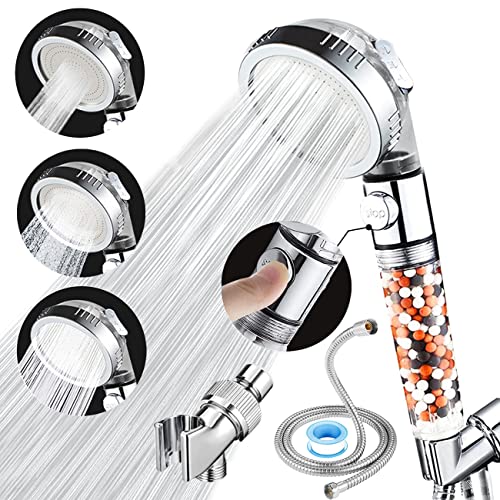 Vacto High Pressure Handheld Shower Head with Filter, Shower Head Kits with Hose and Bracket, Hard Water Softener Water Purifying Filtered Showerheads with Filter Beads - Image 1