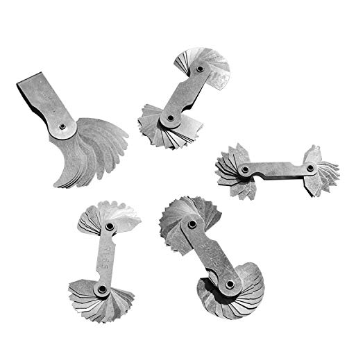 Together-life 5Pcs Stainless Steel Radius Gauge, Portable Concave Convex External Internal Arc Measuring Tool Radius Fillet Gauge Set R0.3-1.5mm/ R1-6.5mm/ R7-14.5mm/ R15-25mm/ R25-50mm - Image 1