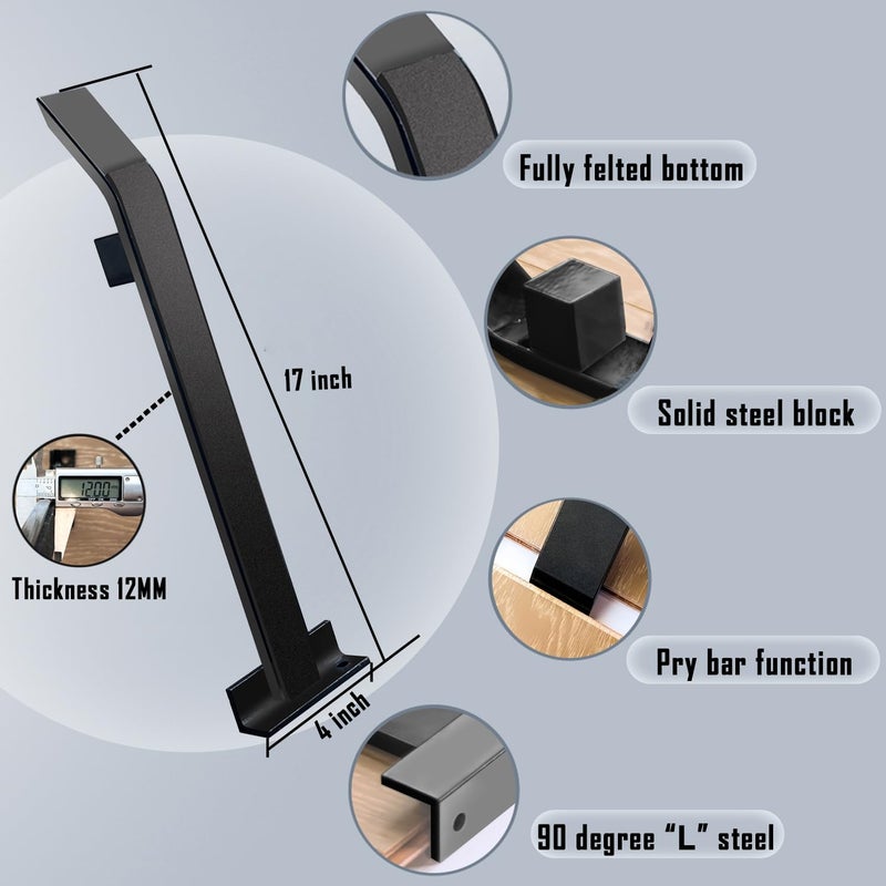 NAACOO Heavy Duty Pull Bar and Pry Bar, Flooring Tools, Weight 3.7lb/Solid Square Steel Block & Steel Angle Hammering Durable, Fully Felted Bottom - Professional Pull Bar Flooring Tool. - Image 2