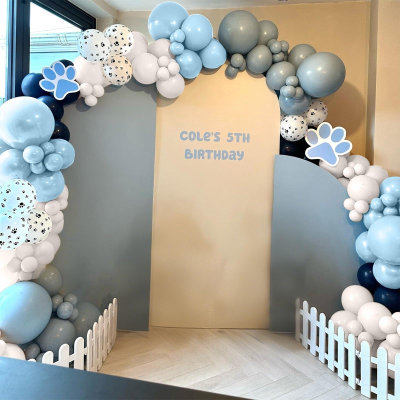 Paeyeq Dog Paw Balloons, 12 Inch Retro Dusty Slate Blue Pastel Muted Blue Sand White Helium Latex Balloon Paw Print Party Balloons for Kids Boys Girls Puppy Theme Birthday Baby Boy Shower Party Decorations - Image 4