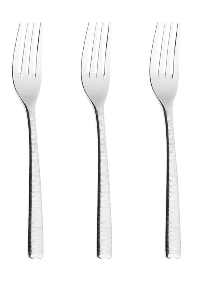 سولا طقم شوك طعام ستانلس ستيل، 3 قطع، تصميم هولندي منقوش - فضي