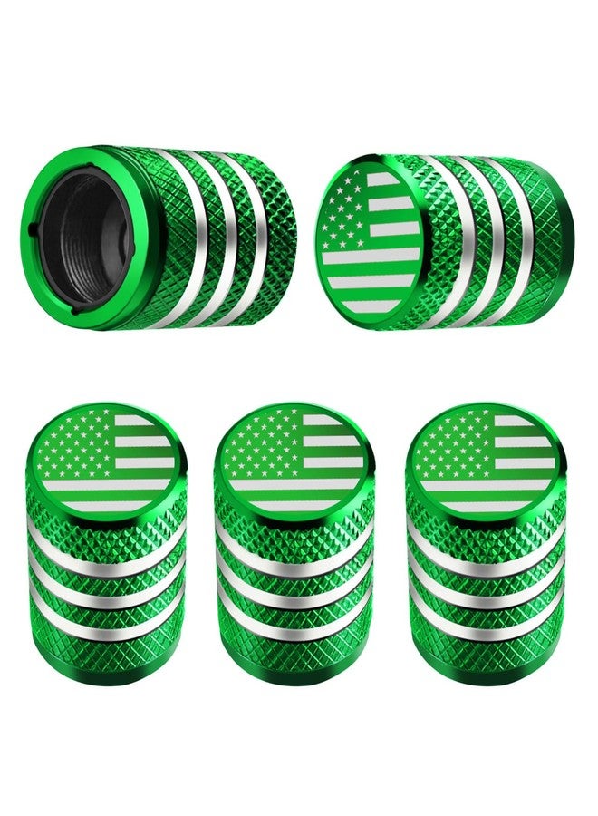DECURCAR Tire Valve Stem Caps - (5 Pack) Tire Air Cap Metal with Plastic Liner Corrosion Resistant Leak-Proof American Flag for Car Truck Motorcycle Bike Green - Image 1