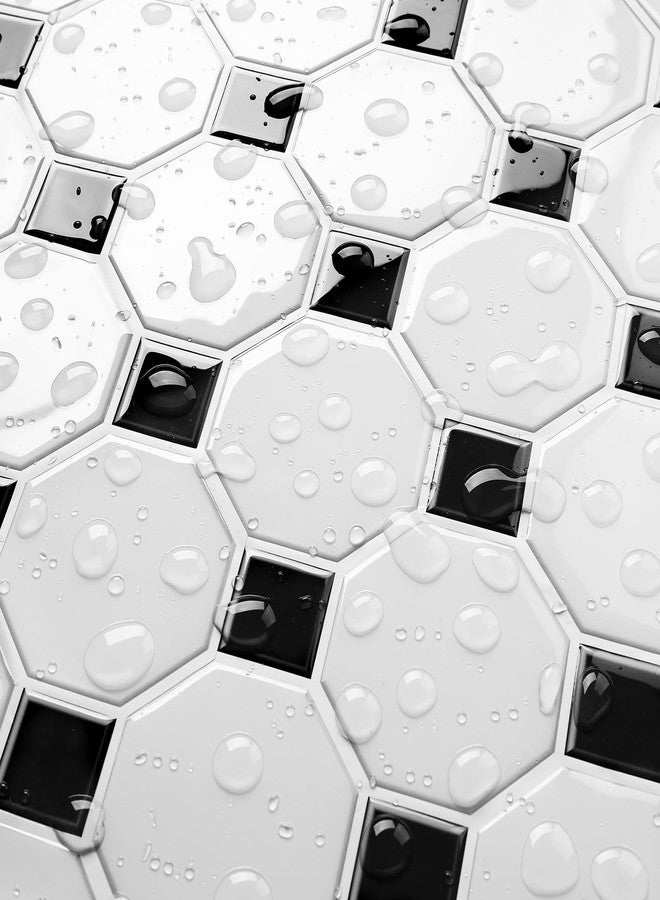 FunStick 15 Pcs White Peel and Stick Backsplash for Kitchen Waterproof 12"x12" Black Square Hexagon Stick on Back Splash Tiles for Kitchen Backsplash Tile Peel and Stick Wall Tiles for Bathroom Shower - Image 4