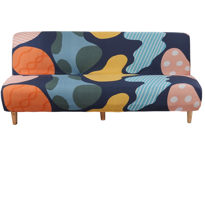 WOMACO WOMACO Printed Futon Cover Stretch Sofa Bed Slipcovers Full Twin Queen Size Armless Couch Loveseat Protector Covers with Elastic Bottom for Living Room Bedroom Furniture Colorful 6375 