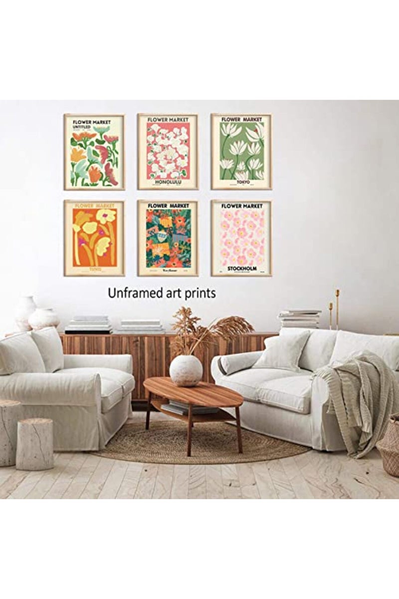 LIYAOLI Flower Market Poster 11 x 14 inch Set of 6 Unframed Boho Art Prints Danish Pastel Flower Prints Colorful Floral Wall Decor for Living Room Bedroom office Decoration (11x14'', Flower) - Image 3