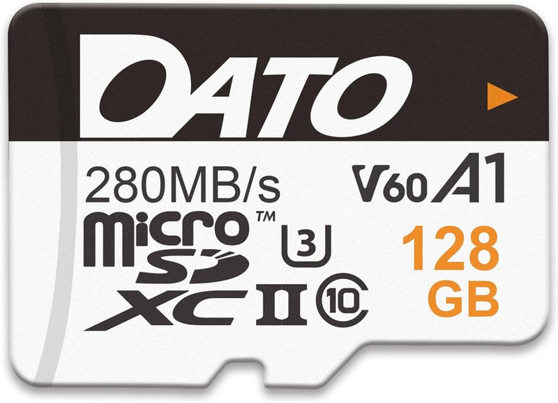 DATO 128GB Lightning microSD Card, UHS-II, A1, C10, U3, V60, Full HD, 4K, Up to 280/180 MB/s microSDXC Memory Card, for Phones, Cameras, Portable Gaming Devices - Image 1