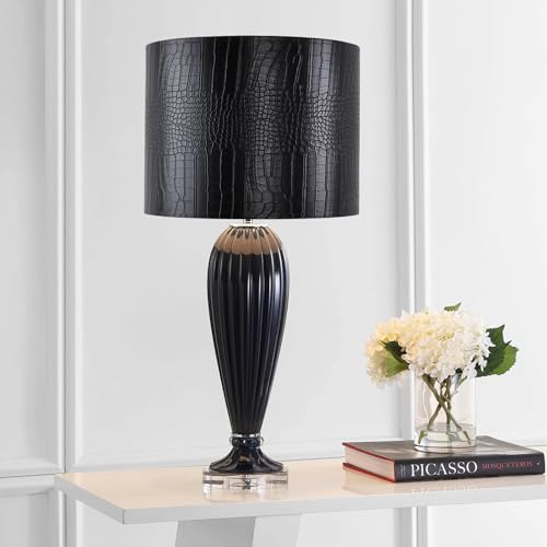 PIKOPIKO Black Reptile Print Drum Lamp Shade 13"Top x 13"Bottom x 10"High(Spider) Medium Modern Lamp Shades for Table & Bedside Lamp - Top and Bottom Self Trim Lampshades Replacement - Image 4