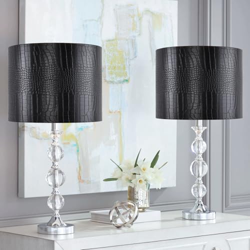 PIKOPIKO Black Reptile Print Drum Lamp Shade 13"Top x 13"Bottom x 10"High(Spider) Medium Modern Lamp Shades for Table & Bedside Lamp - Top and Bottom Self Trim Lampshades Replacement - Image 5