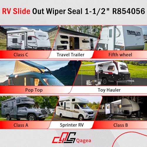 Qagea ختم مساحات السلايد أوت RV 1-1/2" R854056 ختم مطاطي أسود للسلايد أوت (يعلق) 25'. - Image 2