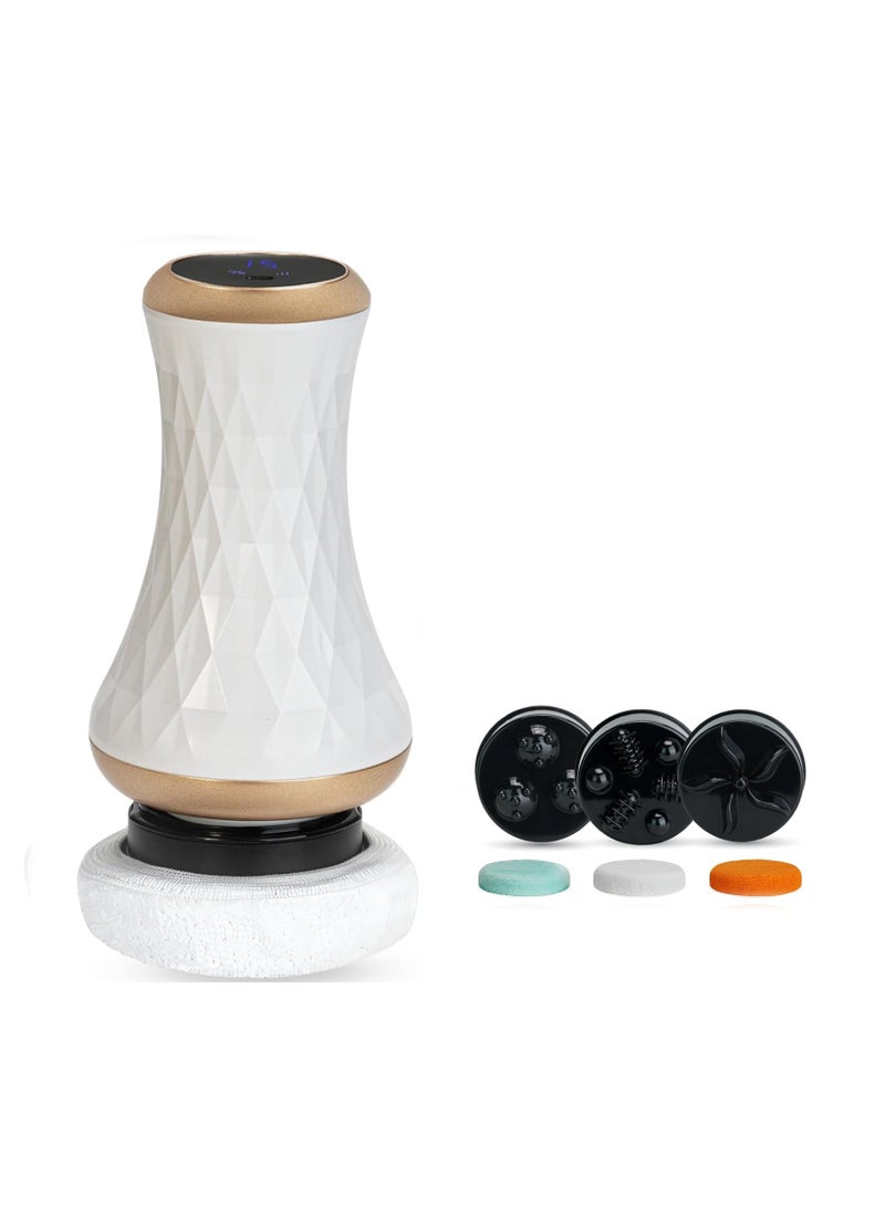 SYOSI 4 in 1 Upgraded Cordless Cellulite Massager, Body Sculpting Machine LED Display 10 Intensity Levels 12 Massage Modes 3 Massage Heads 3 Washable Pads, for Abdomen Waist Arms Legs Stomach, White - Image 1