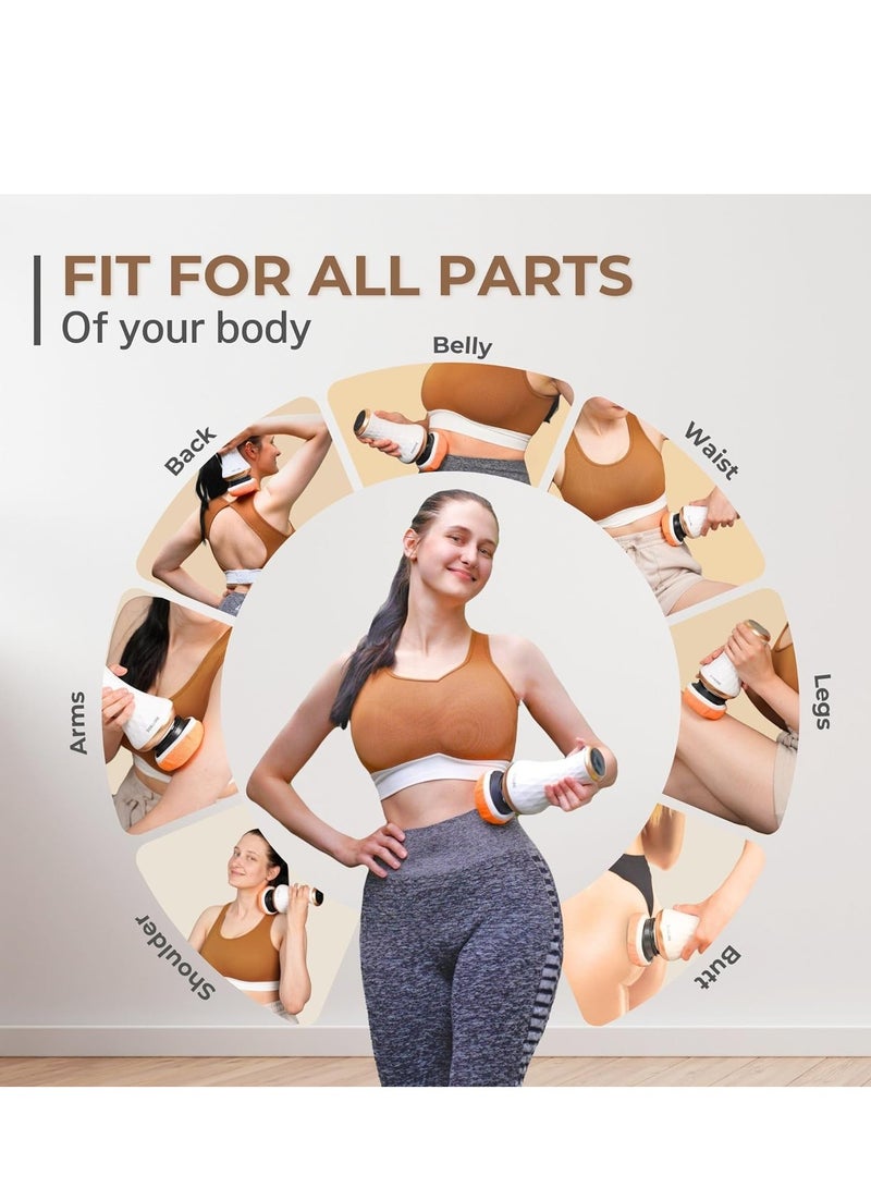 SYOSI 4 in 1 Upgraded Cordless Cellulite Massager, Body Sculpting Machine LED Display 10 Intensity Levels 12 Massage Modes 3 Massage Heads 3 Washable Pads, for Abdomen Waist Arms Legs Stomach, White - Image 5