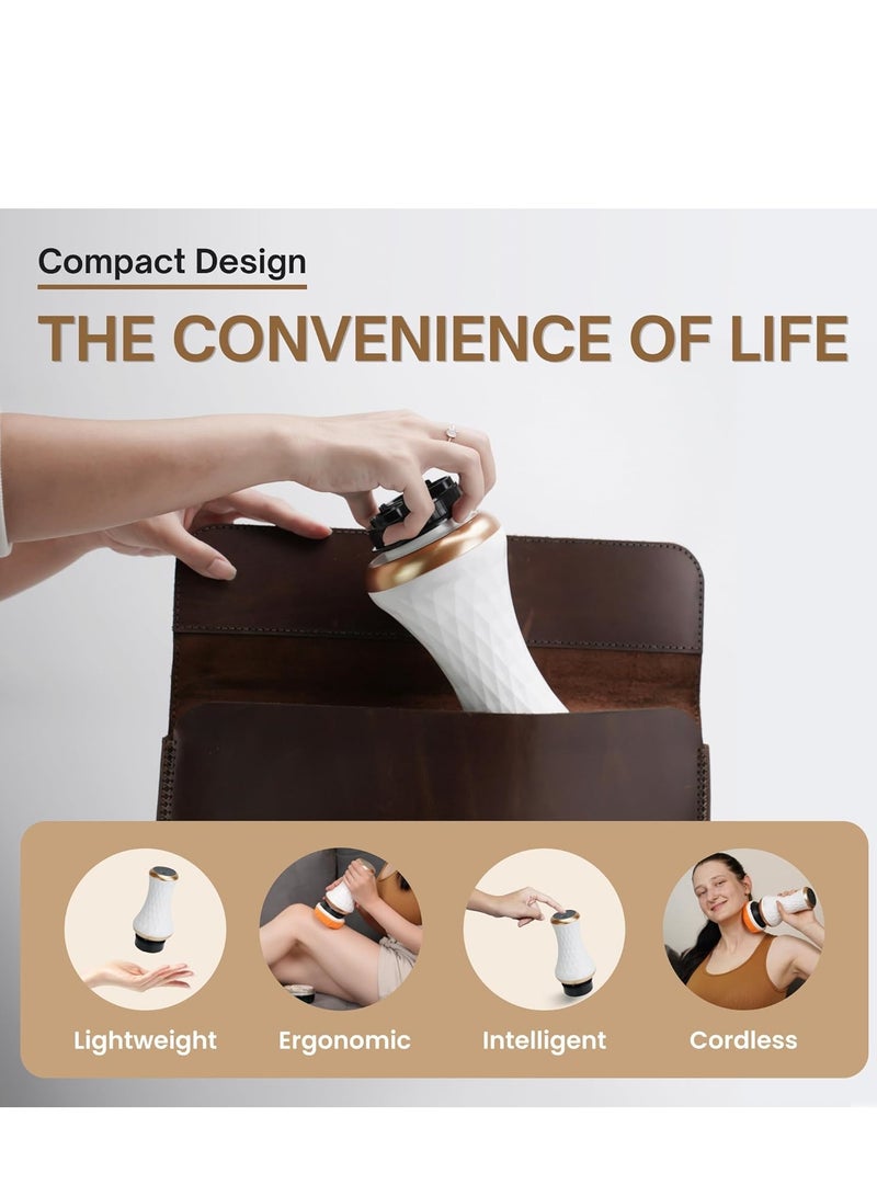 SYOSI 4 in 1 Upgraded Cordless Cellulite Massager, Body Sculpting Machine LED Display 10 Intensity Levels 12 Massage Modes 3 Massage Heads 3 Washable Pads, for Abdomen Waist Arms Legs Stomach, White - Image 3