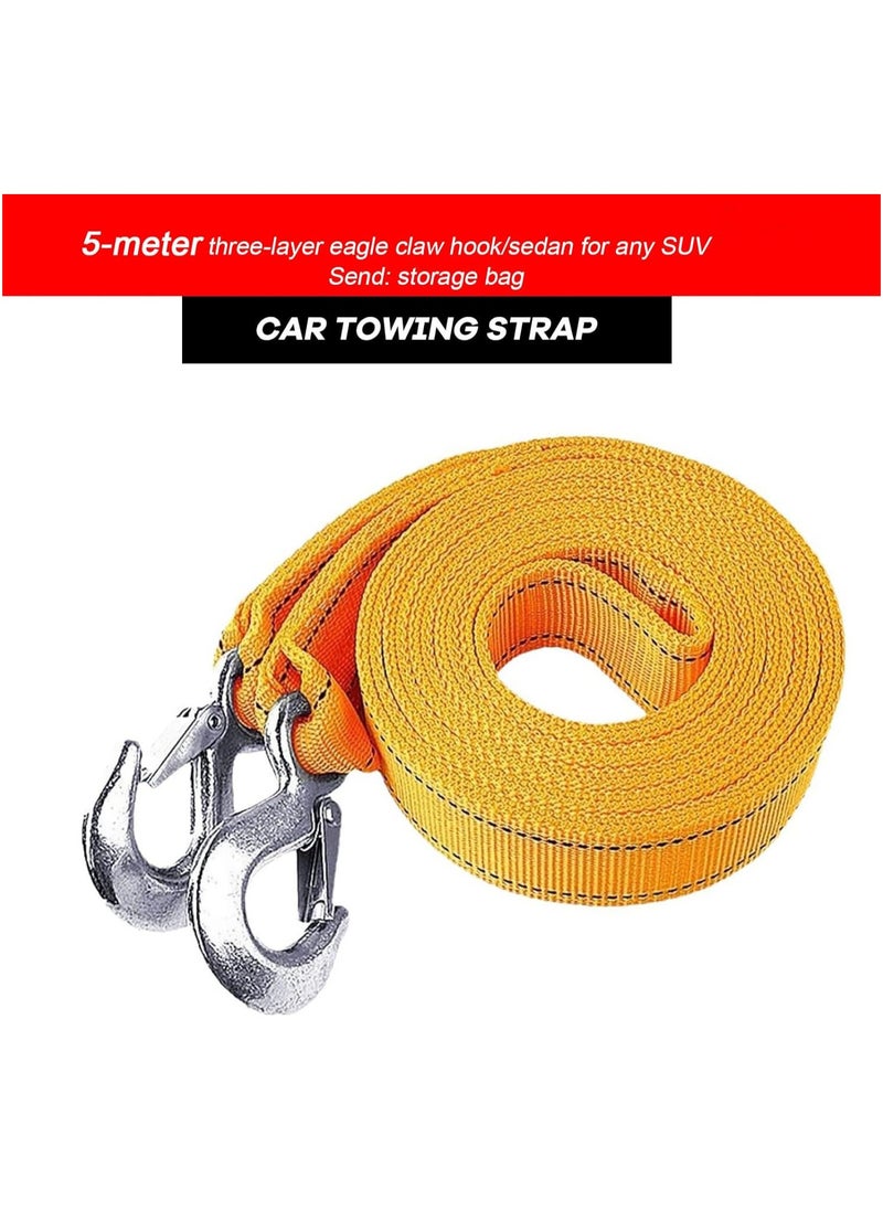 RATSAW Car Towing Strap, Heavy Duty Thickened Tow Rope, Recovery Strap with 2 Hooks, Emergency Trailer Towing Belt, Winch Rope for Car Rescue, Offroad Vehicle, Truck, SUV 5M 8 Tons  - Image 2