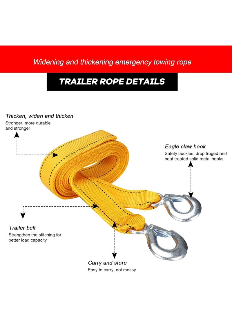 RATSAW Car Towing Strap, Heavy Duty Thickened Tow Rope, Recovery Strap with 2 Hooks, Emergency Trailer Towing Belt, Winch Rope for Car Rescue, Offroad Vehicle, Truck, SUV 5M 8 Tons  - Image 3
