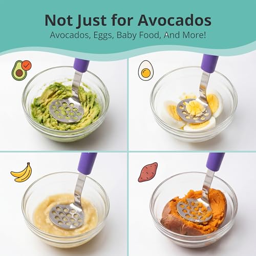 Xidgets Mini Avocado Masher, Small Potato masher. Heavy Duty, Kitchen Utensil. Stainless Steel, Tiny Masher, Compact Mini smasher for Avocado - Effortless Guacamole Preparation, Dishwasher Safe (Plum Purple) - Image 5