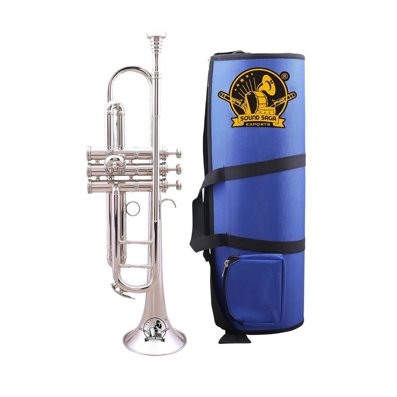 SOUND SAGA ® ND Model Trumpet With All Accessories Including Mouthpiece & Bag. (SILVER) - Image 1
