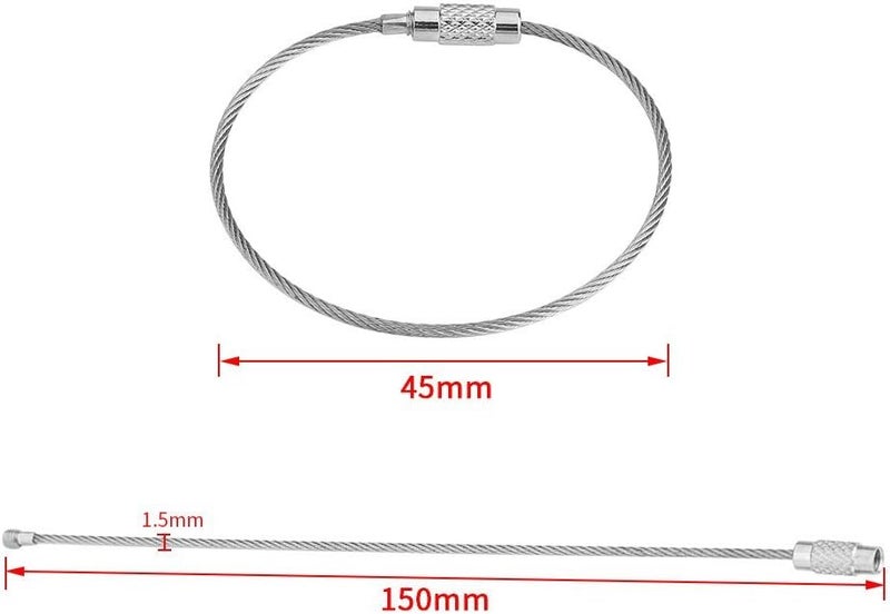 klarako Wire Keychains, 40Pcs Stainless Steel Wire Keychains Cable Rope Key Ring Lklarakos with Screw Locking for Hanging Luggage Tags or ID Tags - Image 3