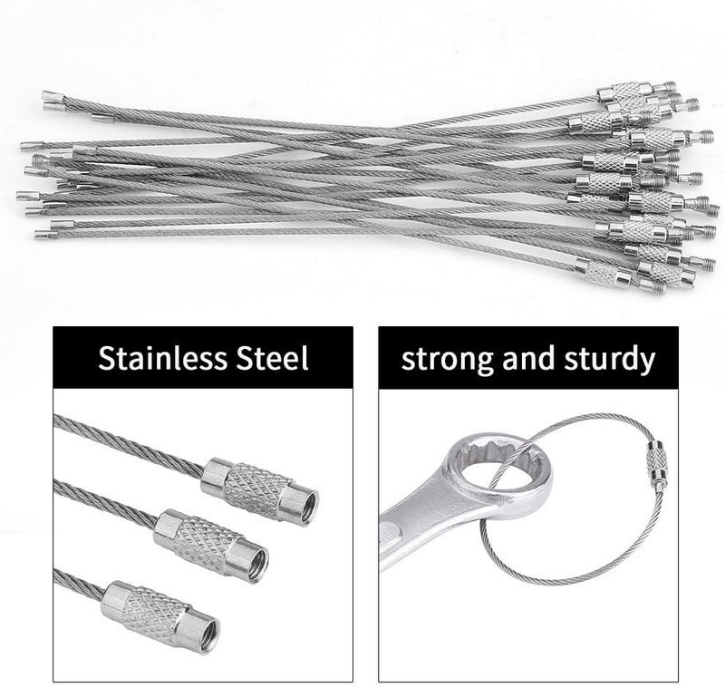 klarako Wire Keychains, 40Pcs Stainless Steel Wire Keychains Cable Rope Key Ring Lklarakos with Screw Locking for Hanging Luggage Tags or ID Tags - Image 2