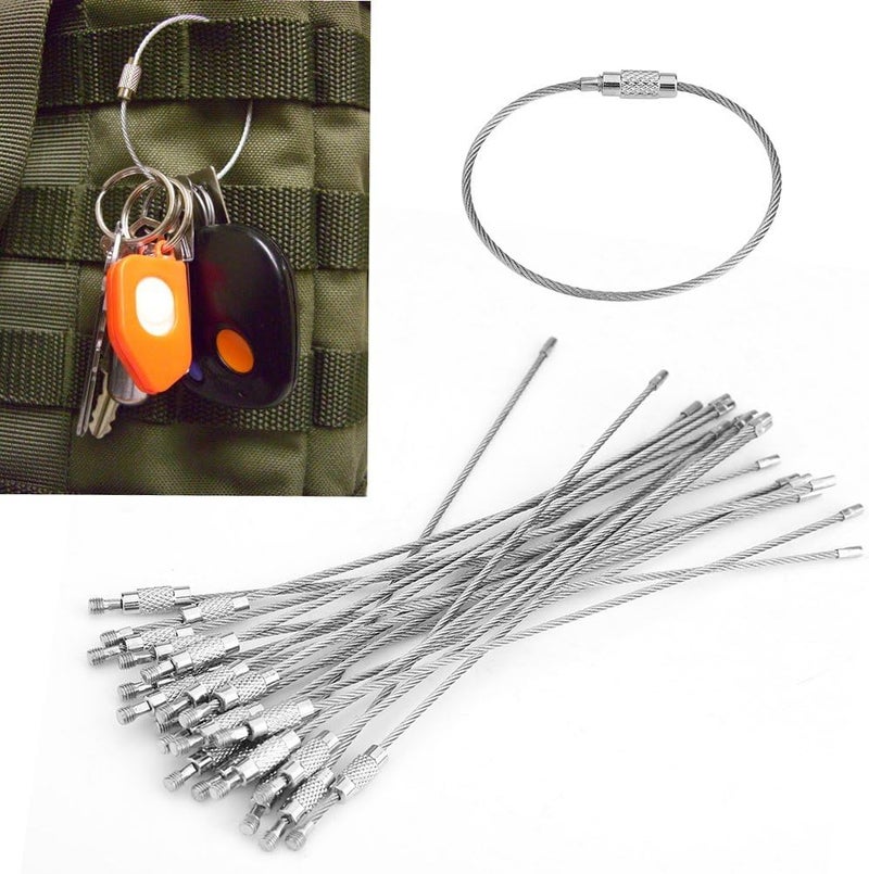 klarako Wire Keychains, 40Pcs Stainless Steel Wire Keychains Cable Rope Key Ring Lklarakos with Screw Locking for Hanging Luggage Tags or ID Tags - Image 1