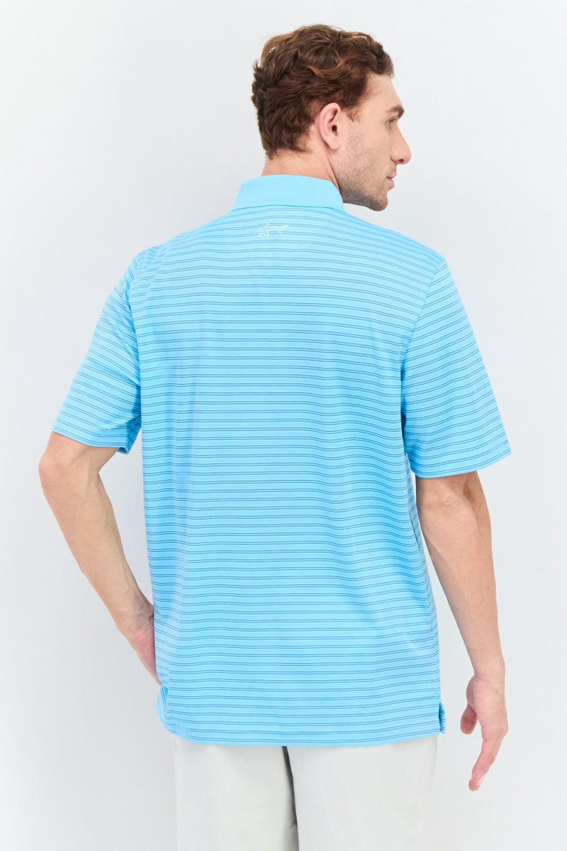 Greg Norman Men Sportswear Fit Short Sleeve Outdoor Polo Shirt, Sky Blue - Image 3
