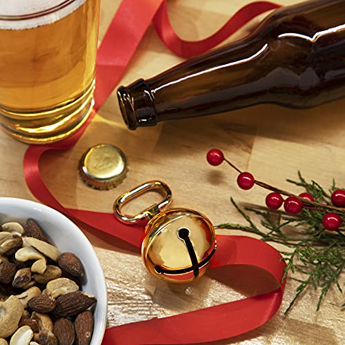 Twine Gold Jingle Bell Bottle Opener Holiday Beer Bottle Opener Christmas Beer Gift Gold Set of 1 3 Inches - Image 3
