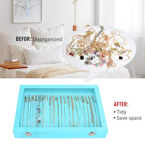 Vicoter Velvet Necklace Display Jewelry Tray 20 Hook Necklace Tray Necklace Pendant Jewelry Tray for Women and Girls - Image 5