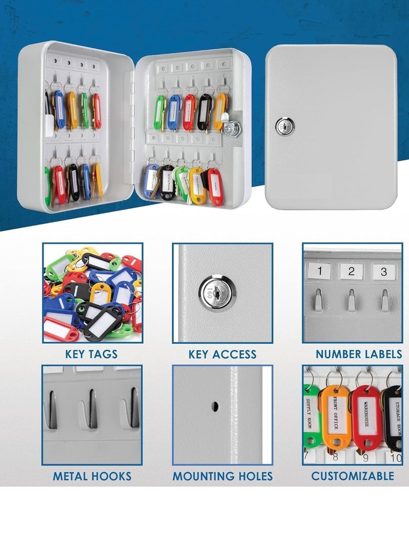 RENOVO Metal Key Box 93 Key Steel Key Cabinet Wall Mount Storage Box Organizer Key With Tag Assorted Color Plastic - Image 3
