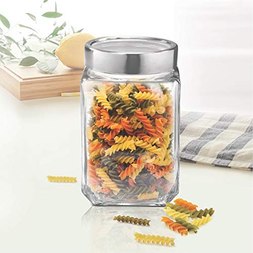 Treo by Milton Cube Storage Containers, 1 Piece, Glass Jar with Air Tight Steel Lid, 1200 ml, Transparent Jars for Snacks, Pulses, Masala, Pickles, Cereals, Cookies, Dry Food - Image 4