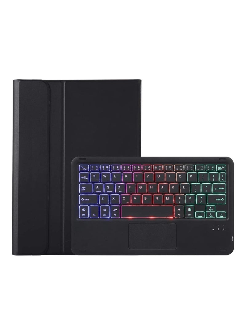 اووكاي حافظة لوحة مفاتيح لمس باللغتين العربية والإنجليزية، متوافقة مع جهاز لينوفو آيديا تاب برو 2025 مقاس 12.7 بوصة، مزودة بماوس بلوتوث، وغطاء مغناطيسي قابل للإزالة بلوحة مفاتيح لاسلكية ملونة بإضاءة خلفية (أسود). - Image 2
