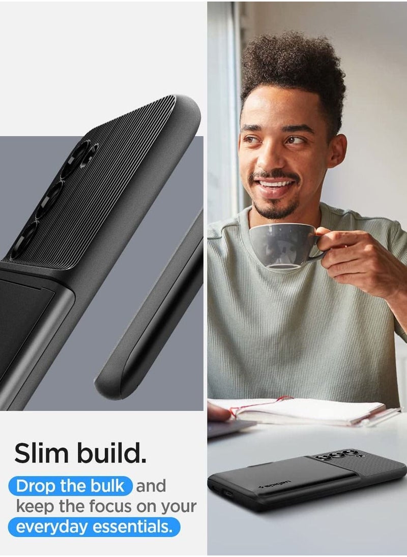 Spigen Slim Armor CS for Samsung Galaxy S23 PLUS Case Cover with Card Holder Compartment - Black  - Image 5